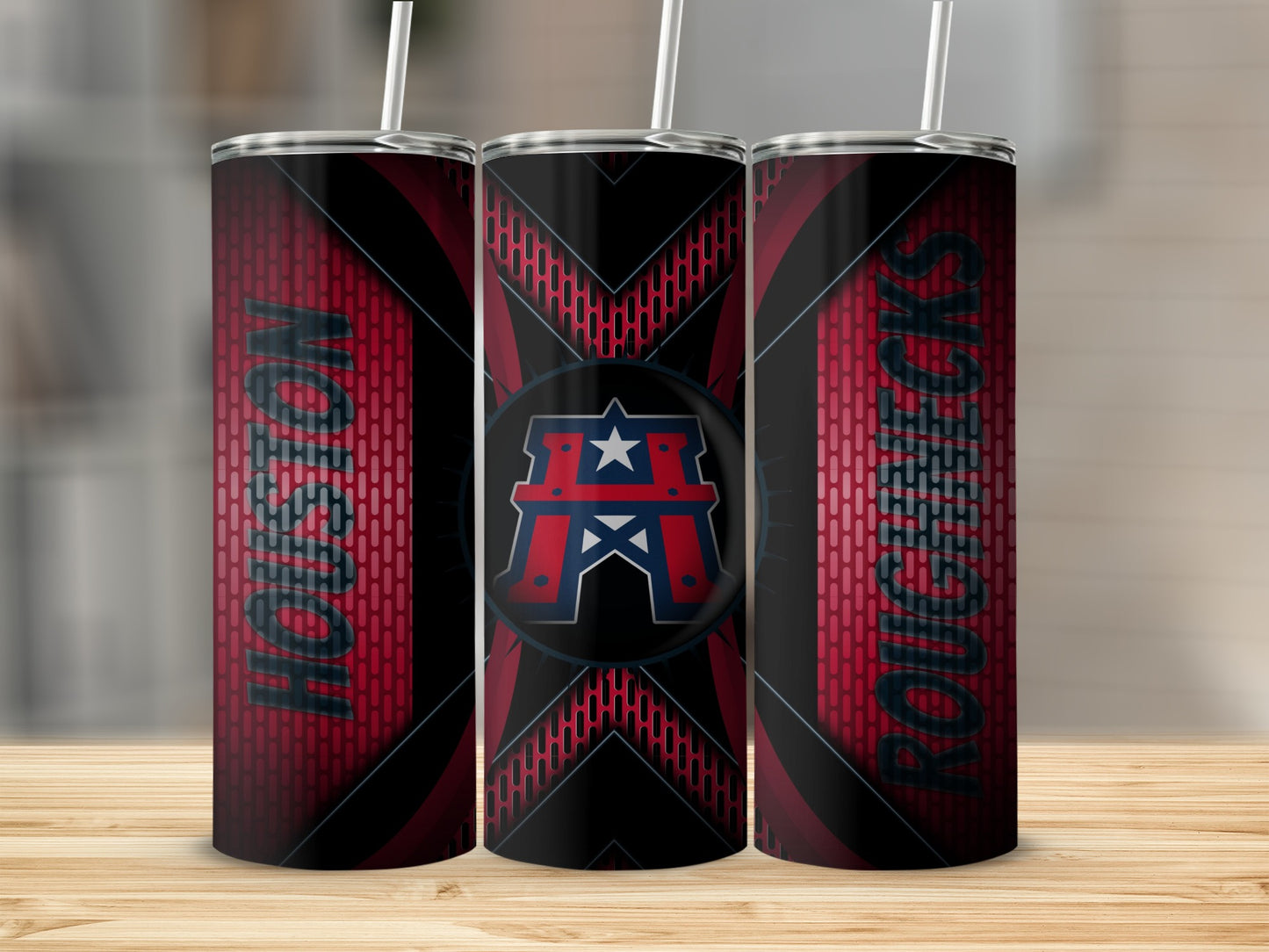 Houston Roughnecks X Design Red Black Logo Tumblers