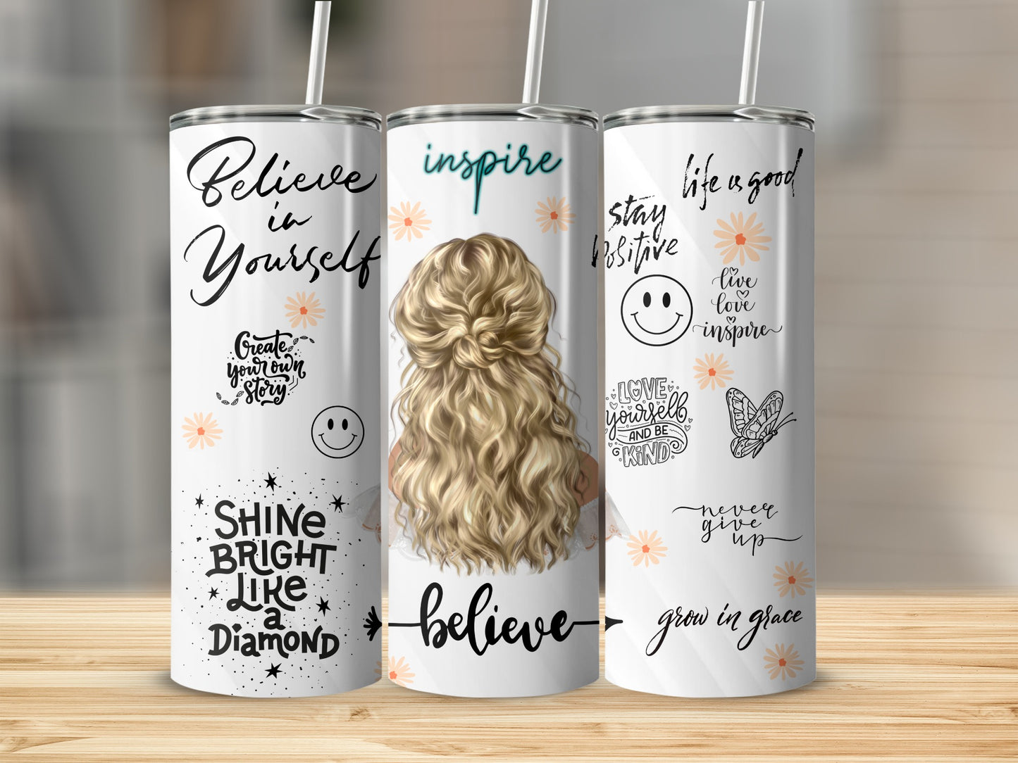 Inspirational Positive Quotes Tumbler Set