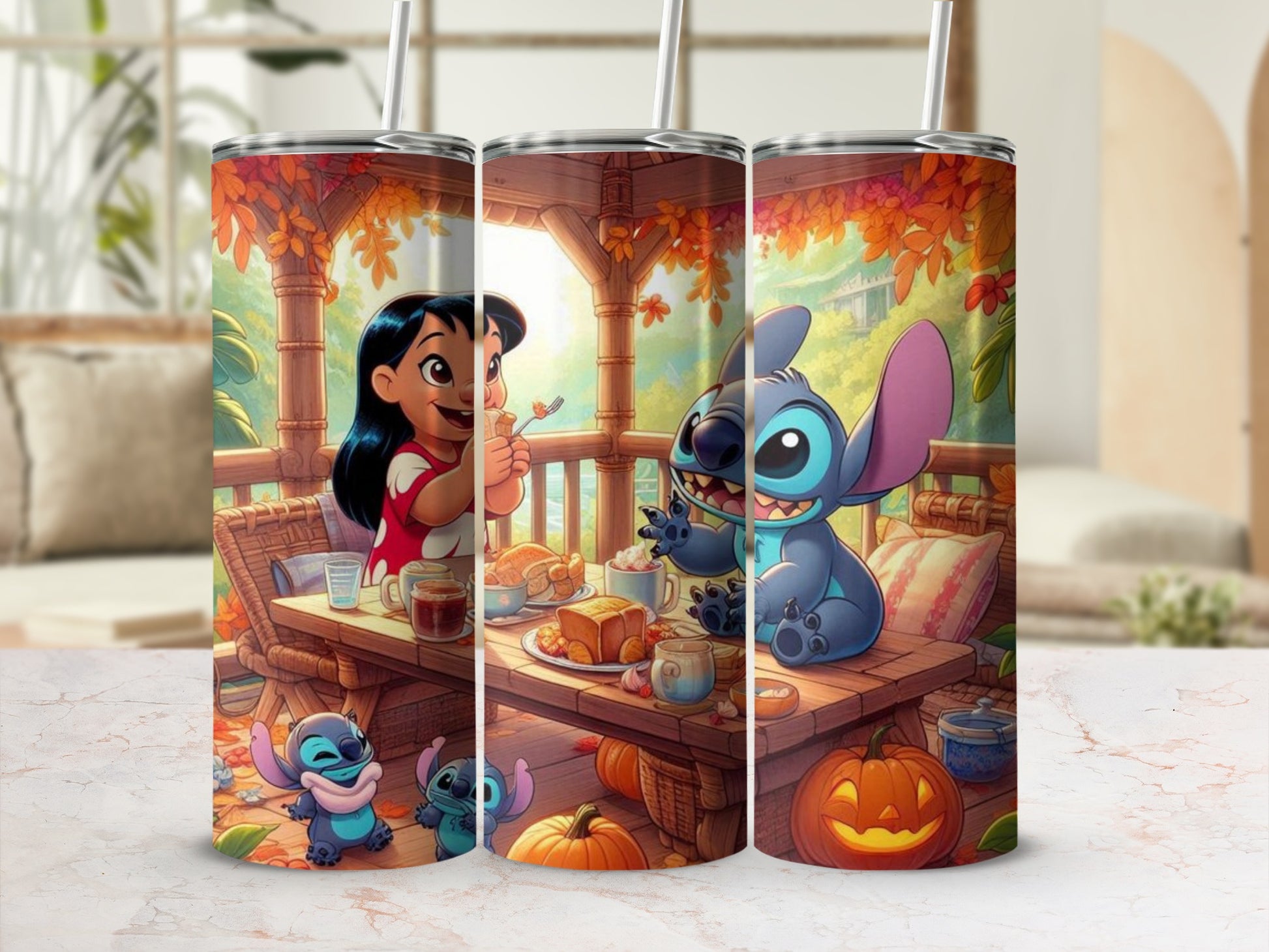 Whimsical Character Tumbler with Cozy Autumn Design