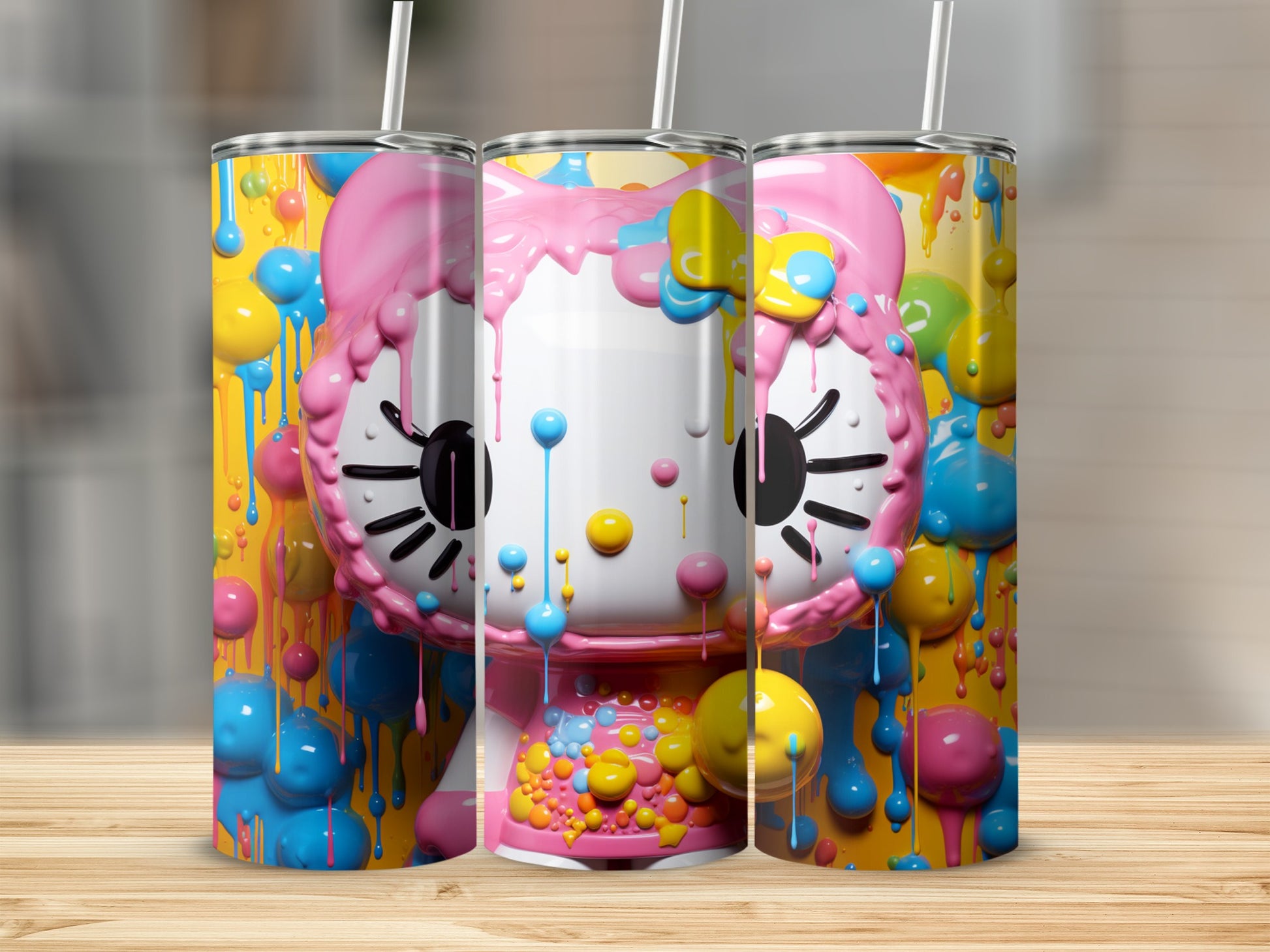 Colorful Dripping Cartoon Character Tumbler Cup
