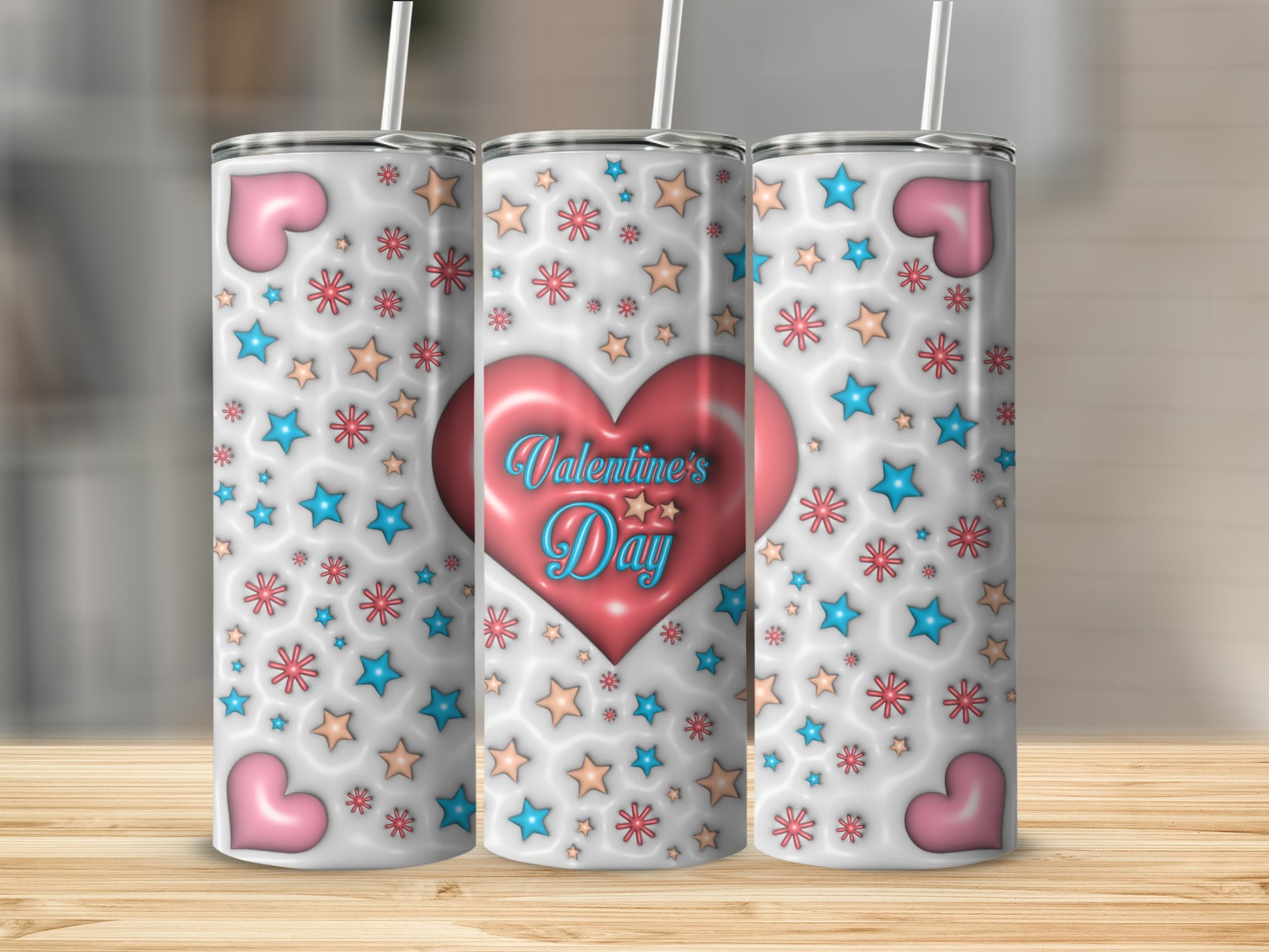 Valentine's Day Stars Hearts Design Tumbler