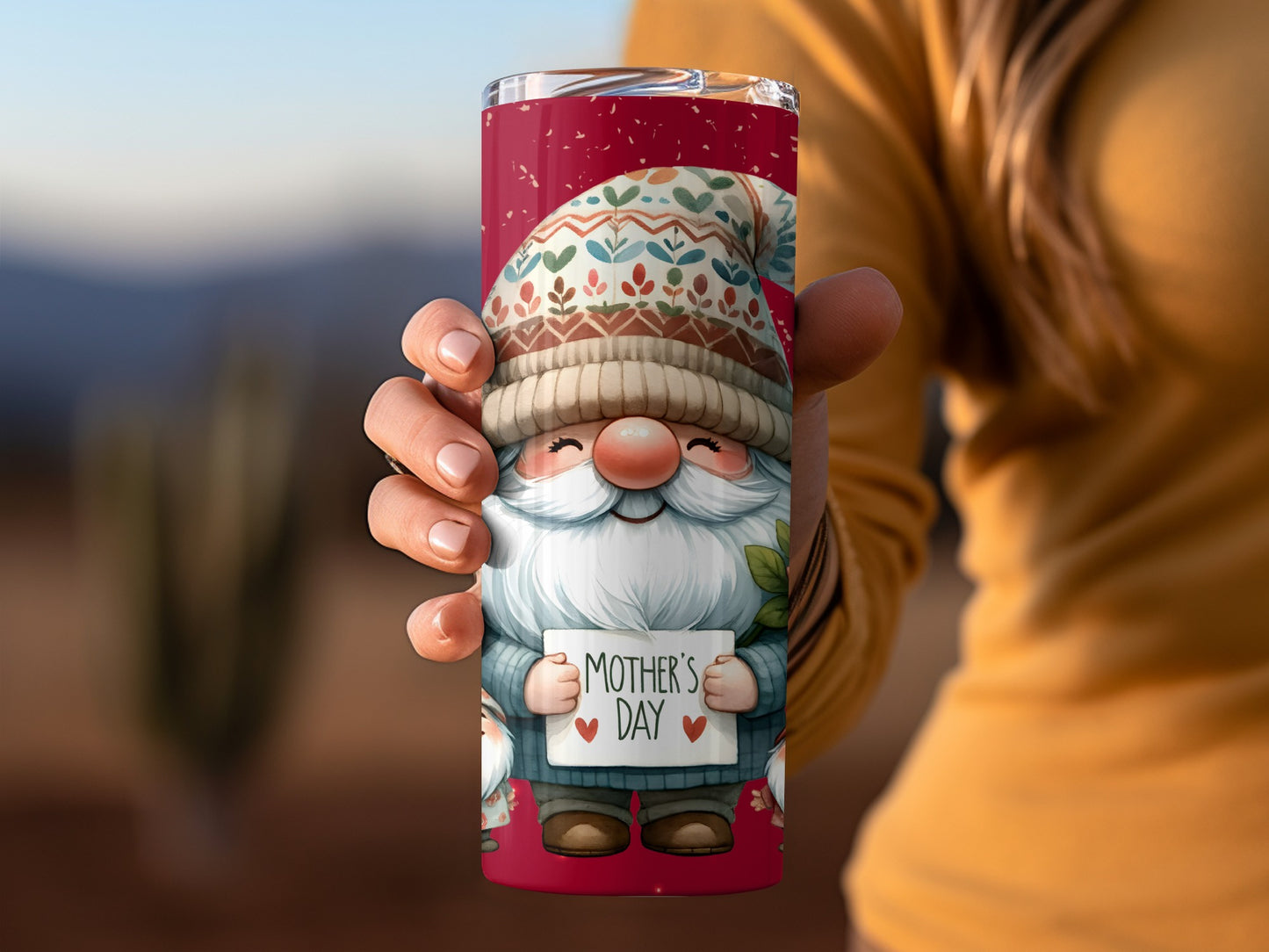 Mother's Day Gnome with Heart Sign Tumbler
