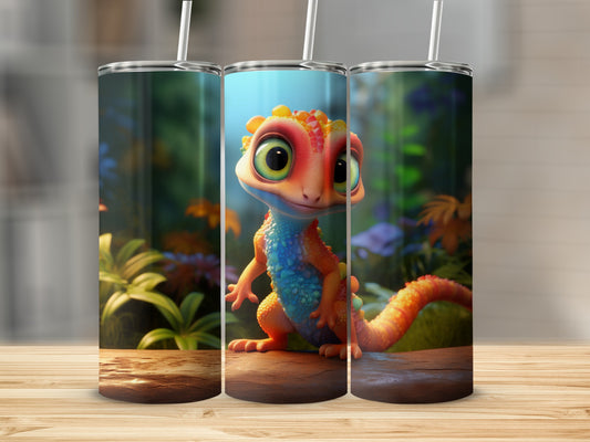 Colorful Cute Lizard On Forest Background Tumbler