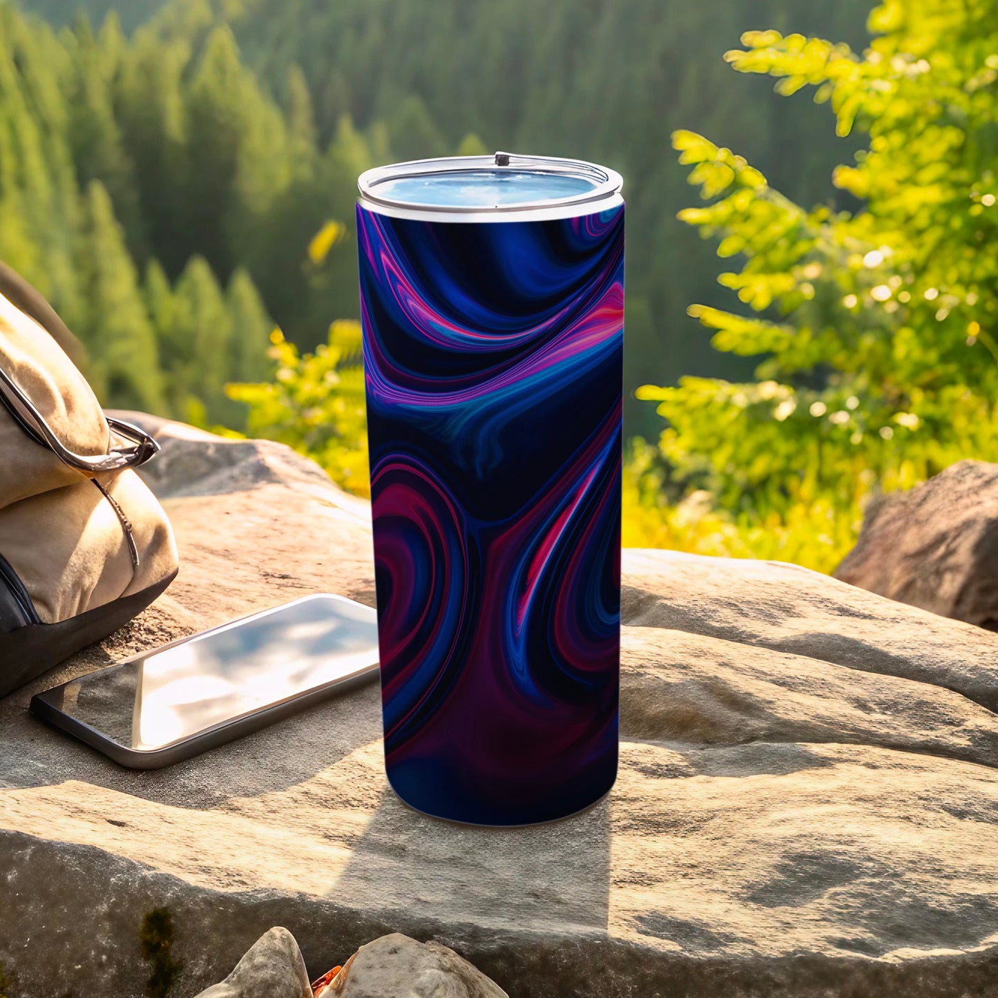 Vibrant Fluid Swirl Design Blue Pink Purple Tumbler product type