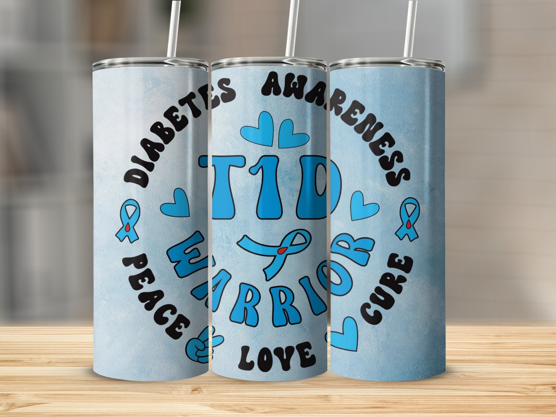 Diabetes Awareness T1D Warrior Peace Love Cure Cup