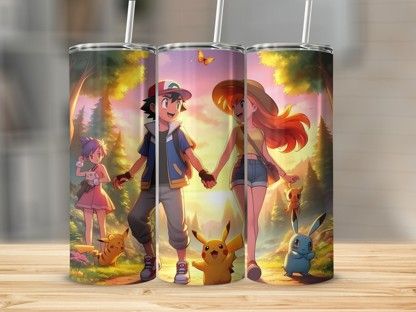 Vibrant Pokemon Anime Themed Tumbler with Characters