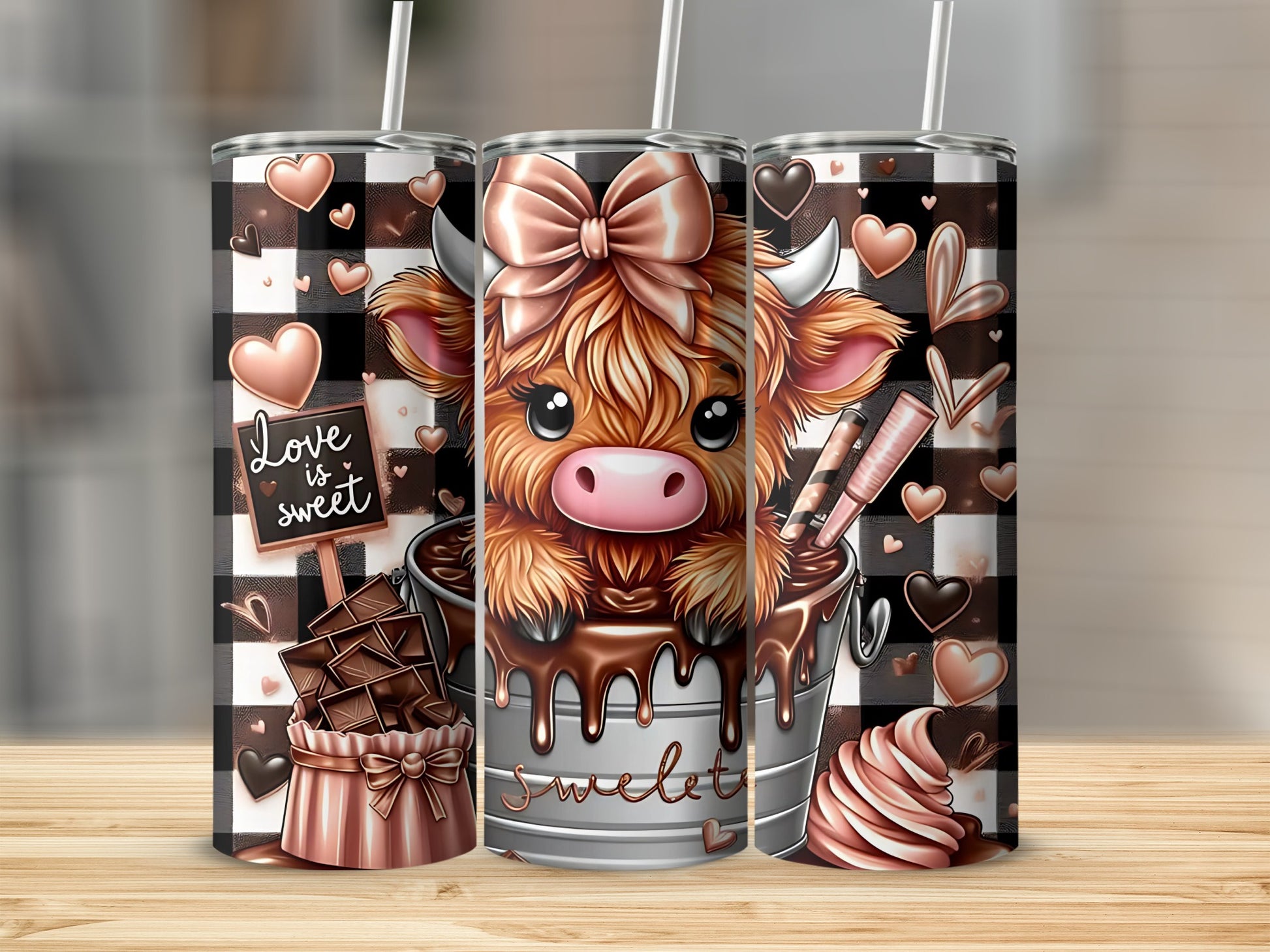 Sweet Love and Cute Cow Art Insulated Tumbler
