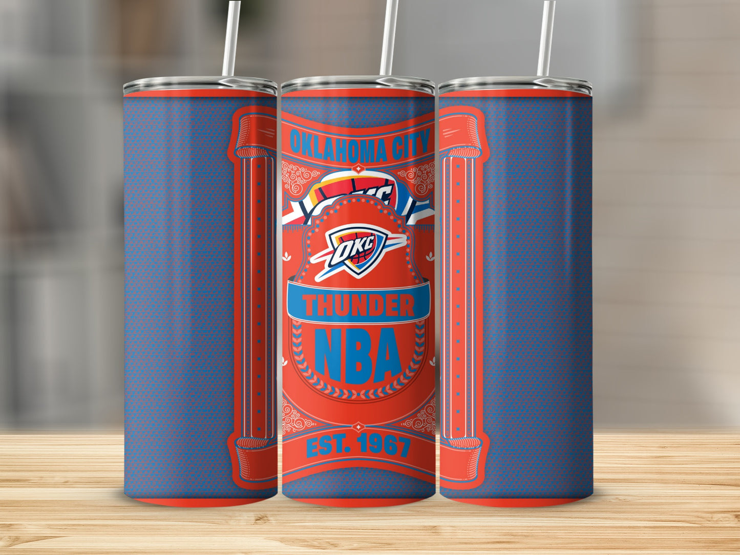 Oklahoma City Thunder NBA Basketball Logo Retro Design Tumbler