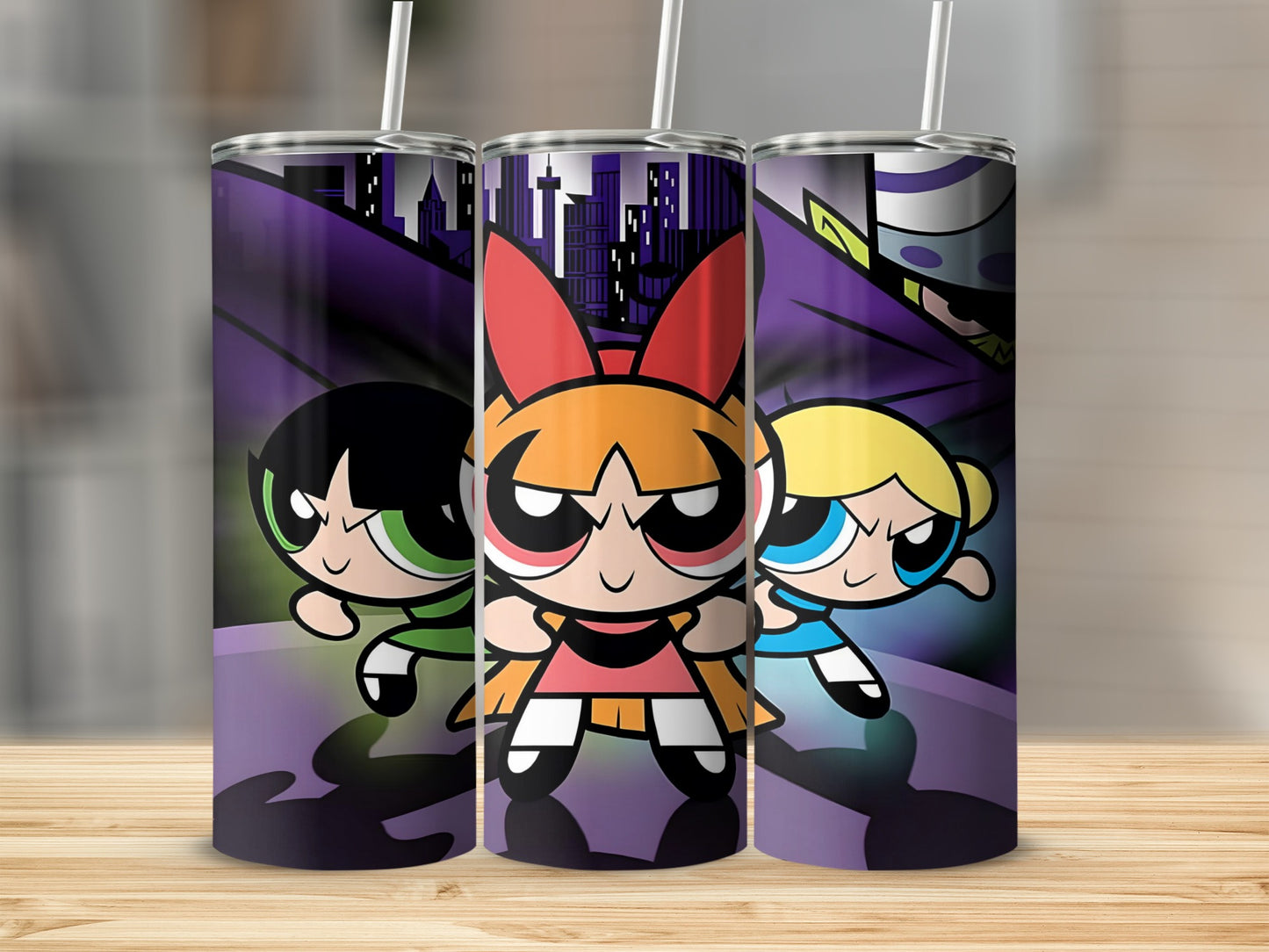 Powerpuff Girls Themed Colorful Tumbler Cups Set
