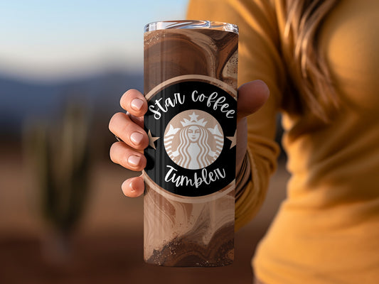 Star Coffee Tumbler With Swirled Design Drinkware