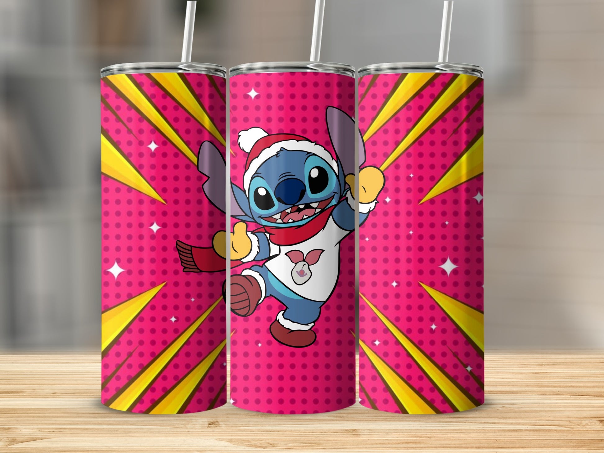 Festive Stitch Tumblers in Pink with Fun Design