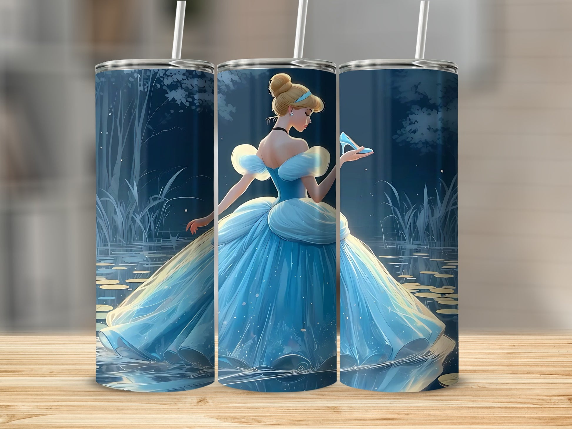 Cinderella Inspired Elegant Blue Tumbler Flask