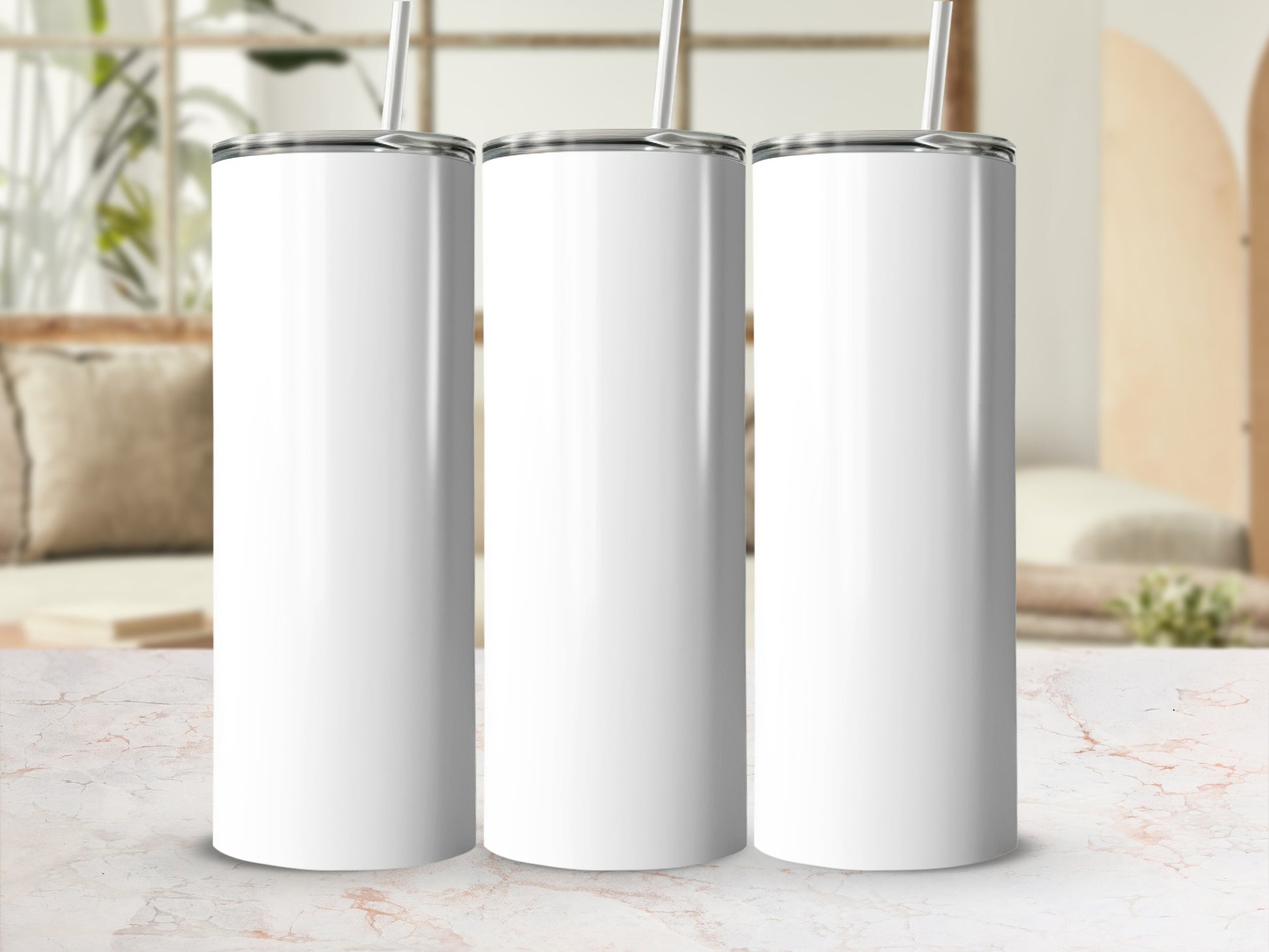 Sleek and Modern White Tumbler with Straw product