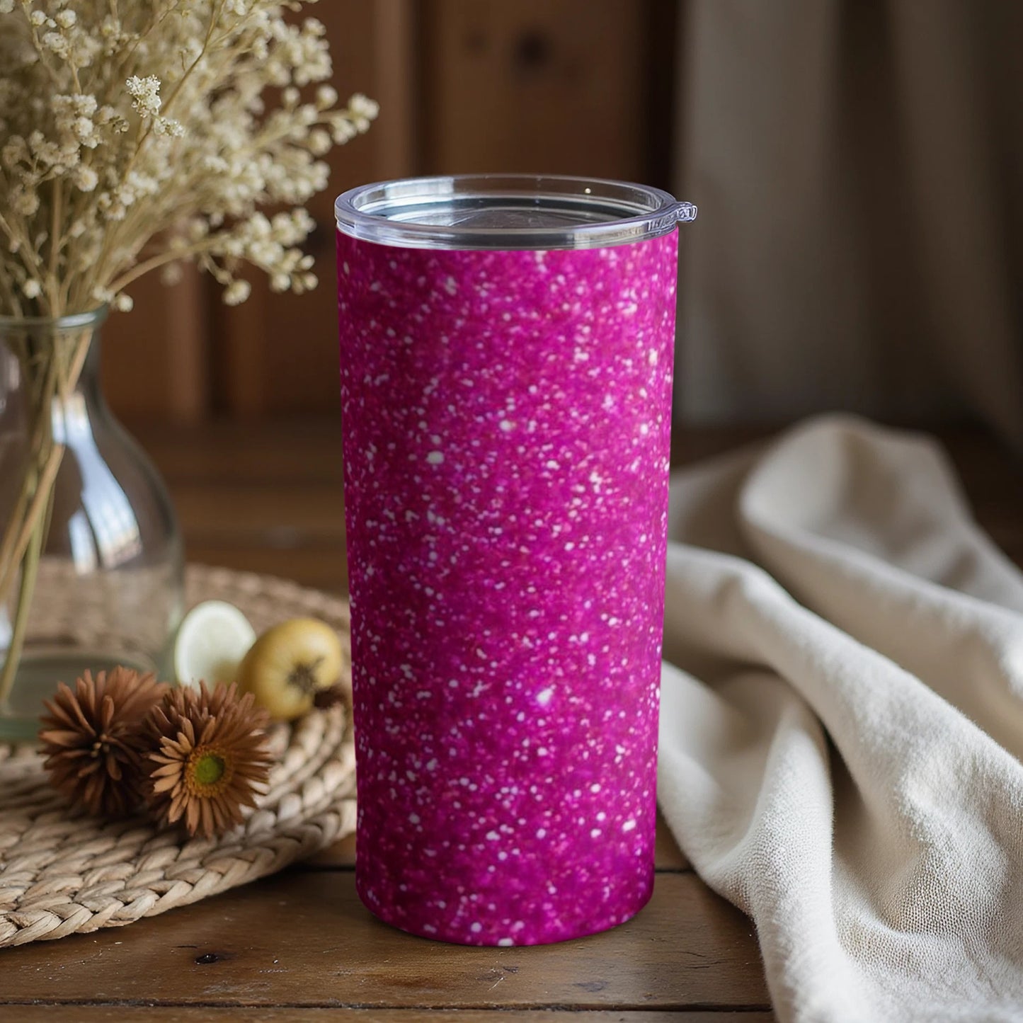 Vibrant Pink Speckled Tumbler With Lid for Everyday Use