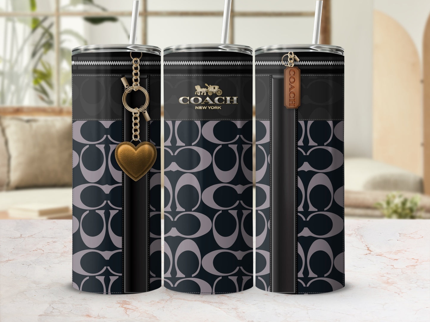 Stylish Gradient Patterned Water Bottle with Keychain