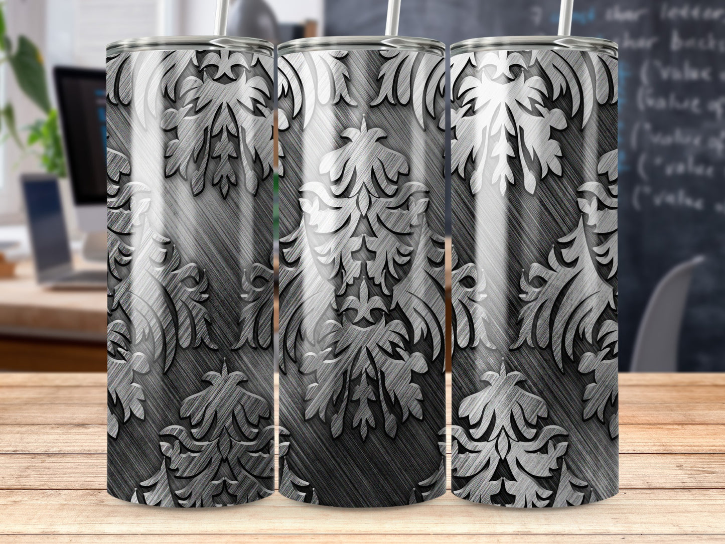 Silver Leaves Decorations Pattern Style Unique Tumblers