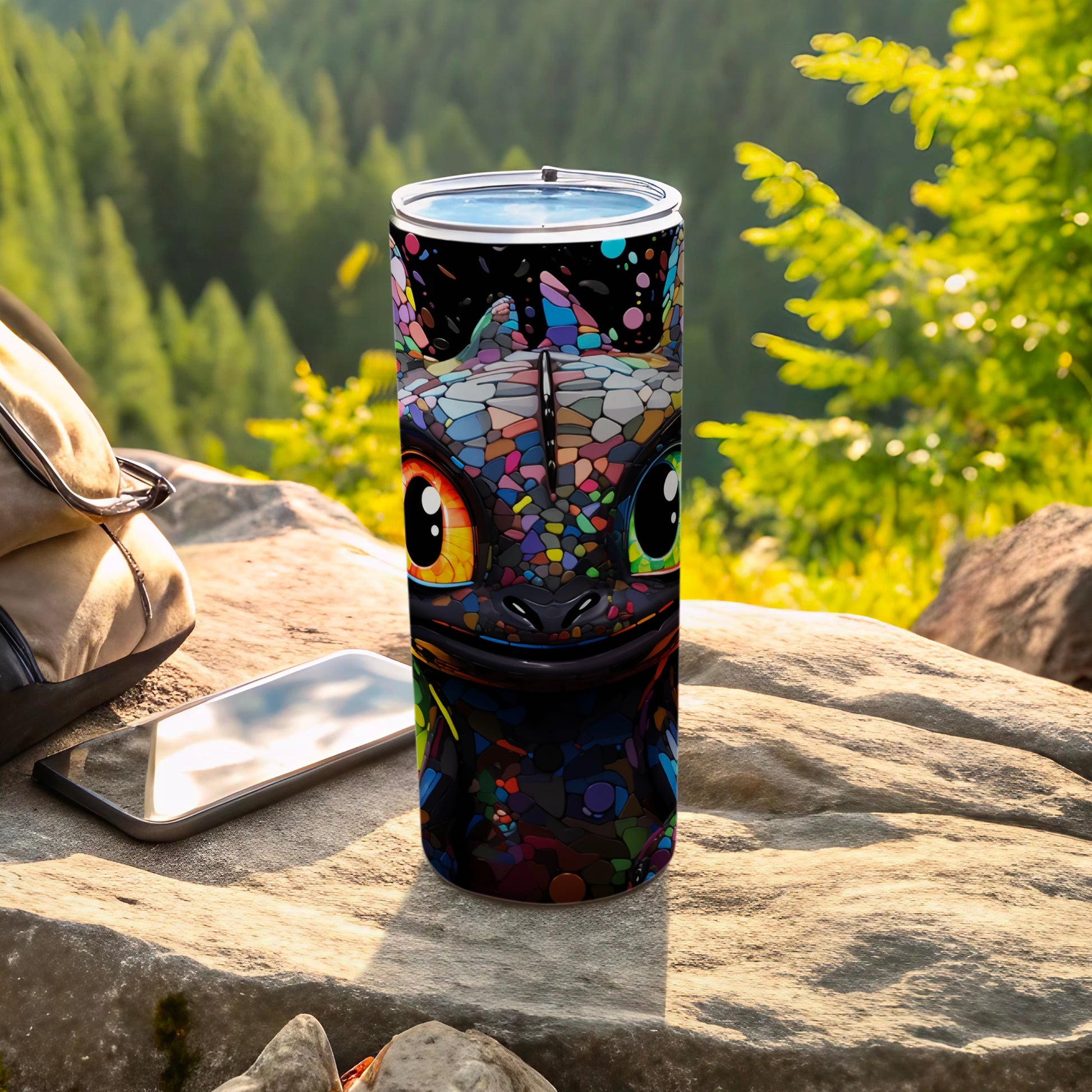 Colorful Gecko Design Insulated Travel Tumbler Cup