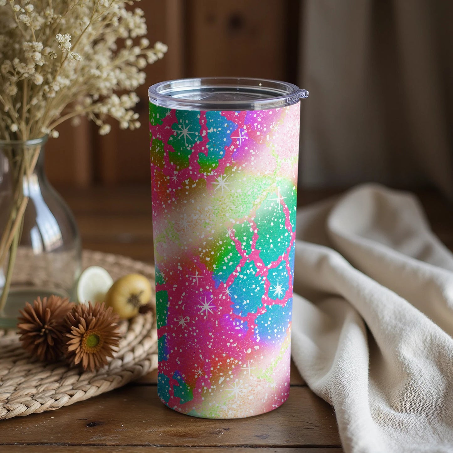 Vibrant Galaxy Tumbler with Colorful Starry Design