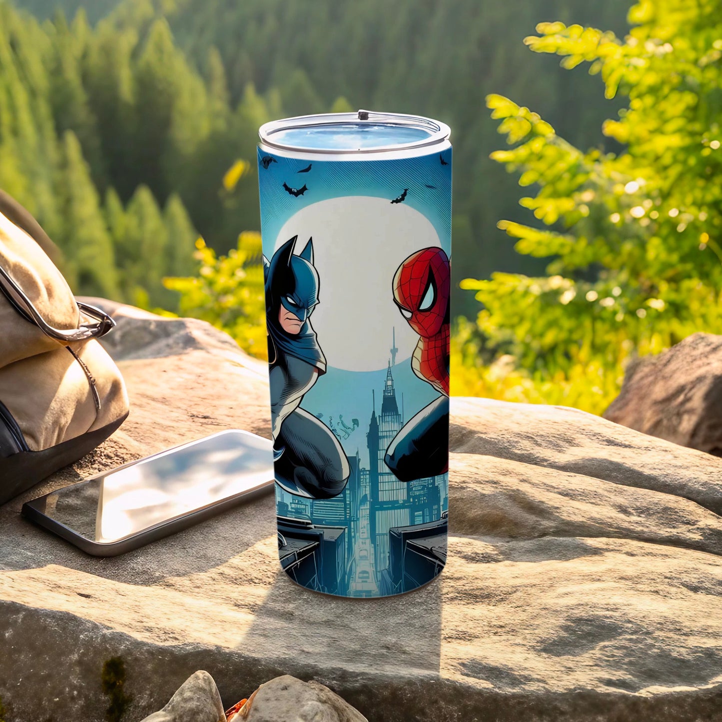 Batman and Spider-Man Tumbler for Outdoor Adventures