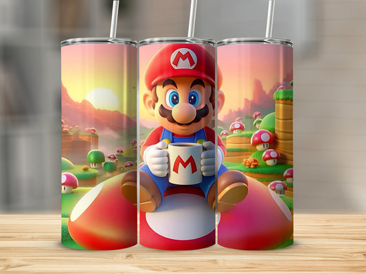 Gaming Character with Mug Design on Colorful Tumbler