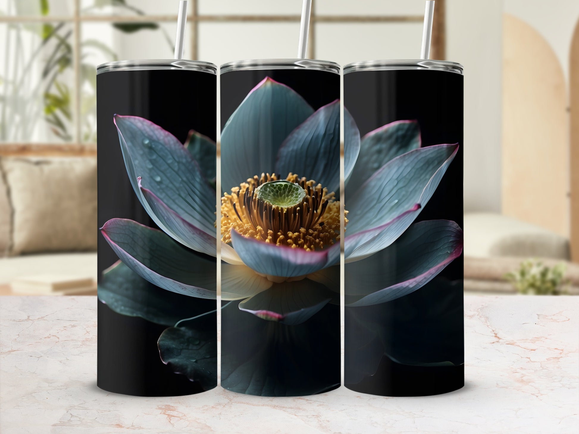 Elegant Blue Lotus Flower Design Tumbler product type