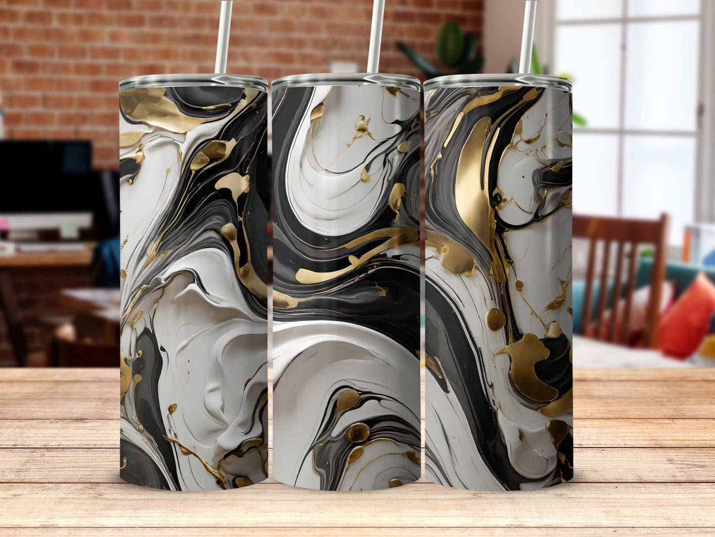 Abstract Swirl Black White Gold Design product type