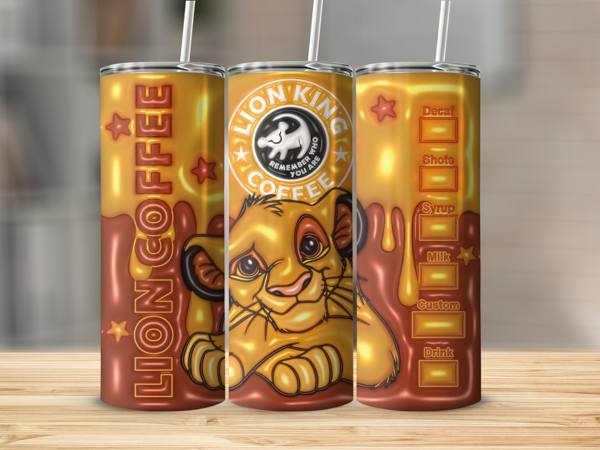 Lion King Coffee Tumbler Customizable Drink Design