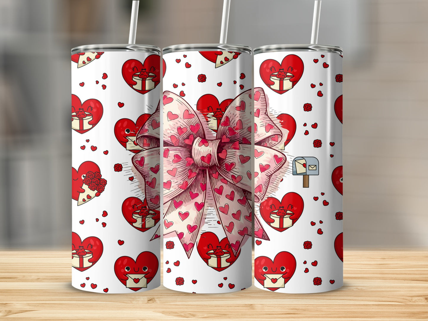 Valentines Day Hearts and Gifts Design Tumbler