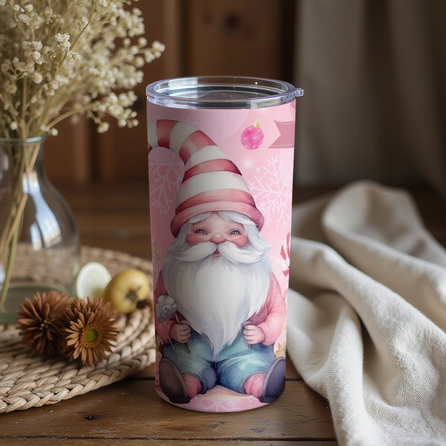 Adorable Gnome with Striped Hat Insulated Tumbler