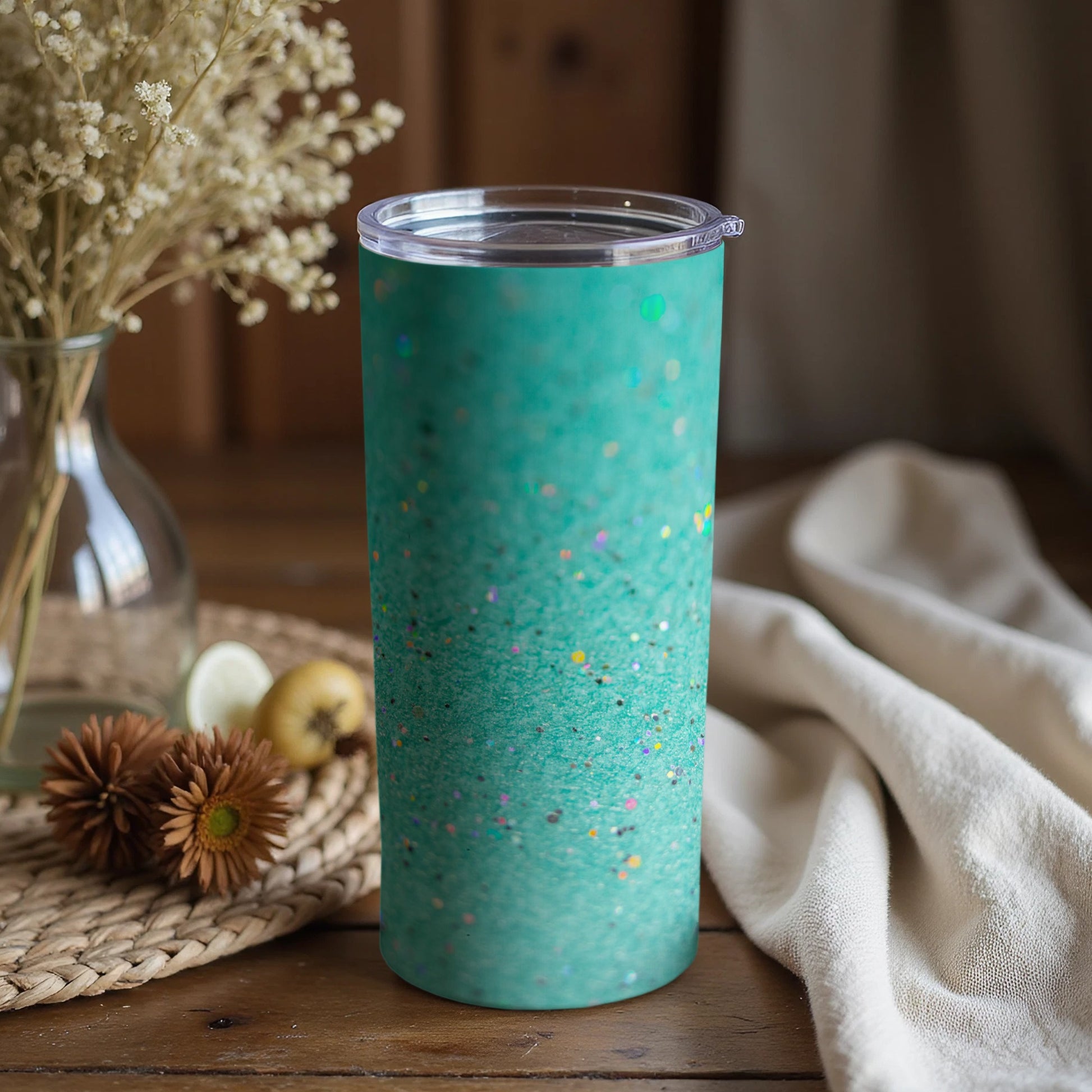 Sparkling Shimmer Turquoise Insulated Tumbler