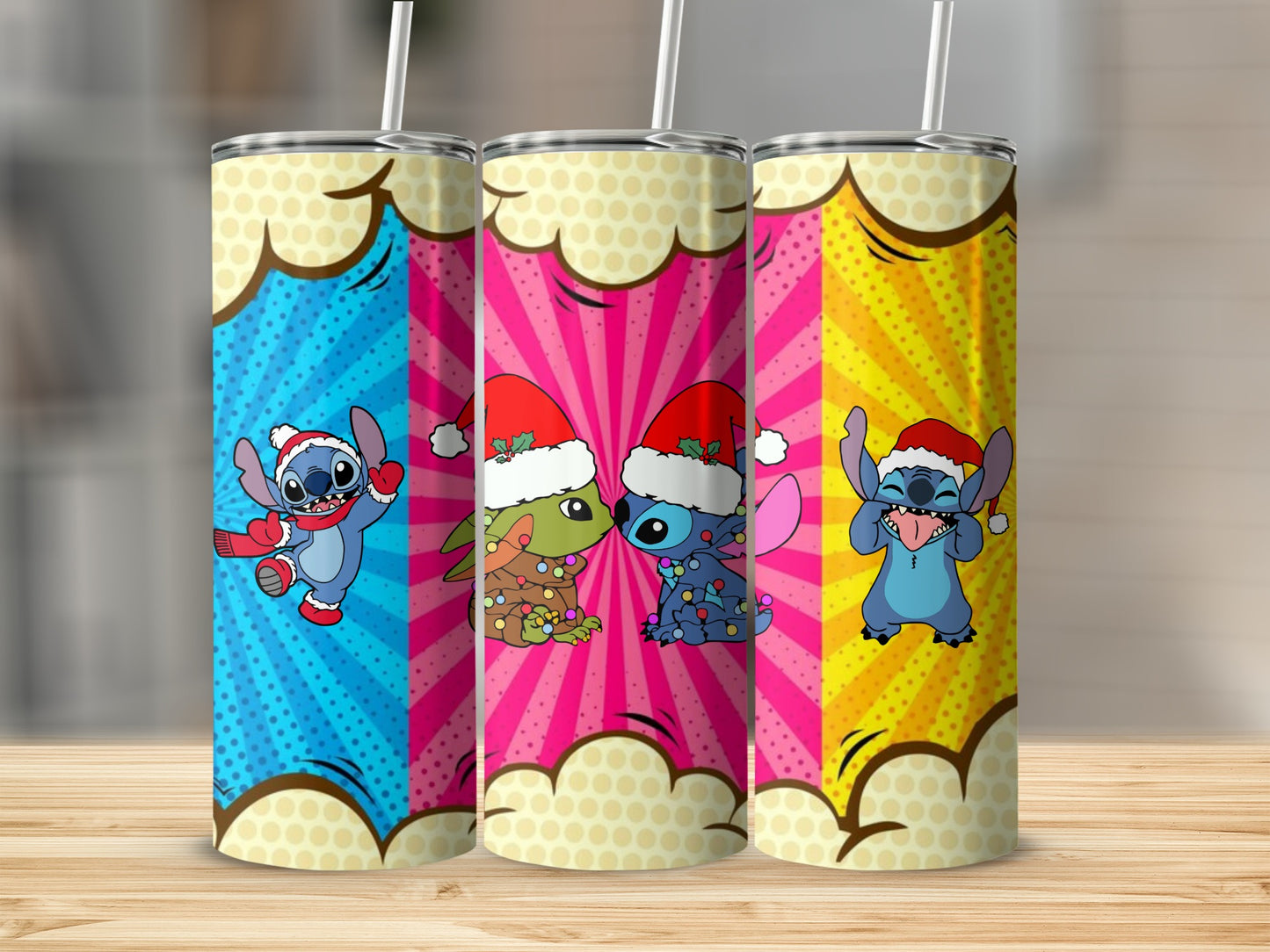 Festive Stitch Tumbler Set Holiday Themed Drinkware