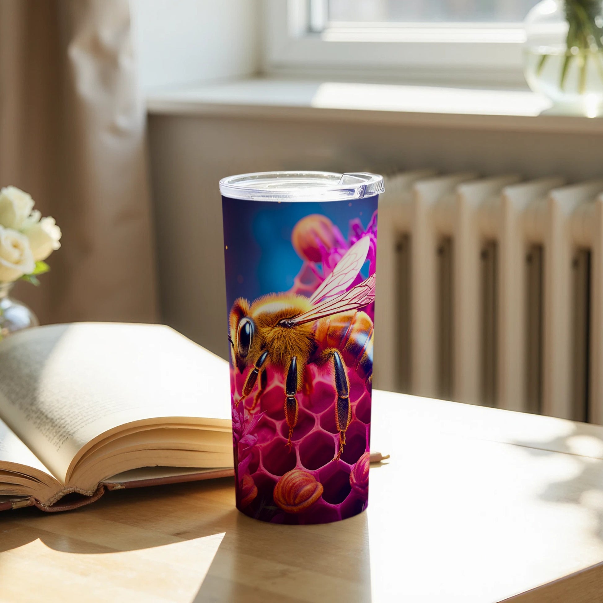 Vibrant Bee Honeycomb Design Travel Tumbler product type