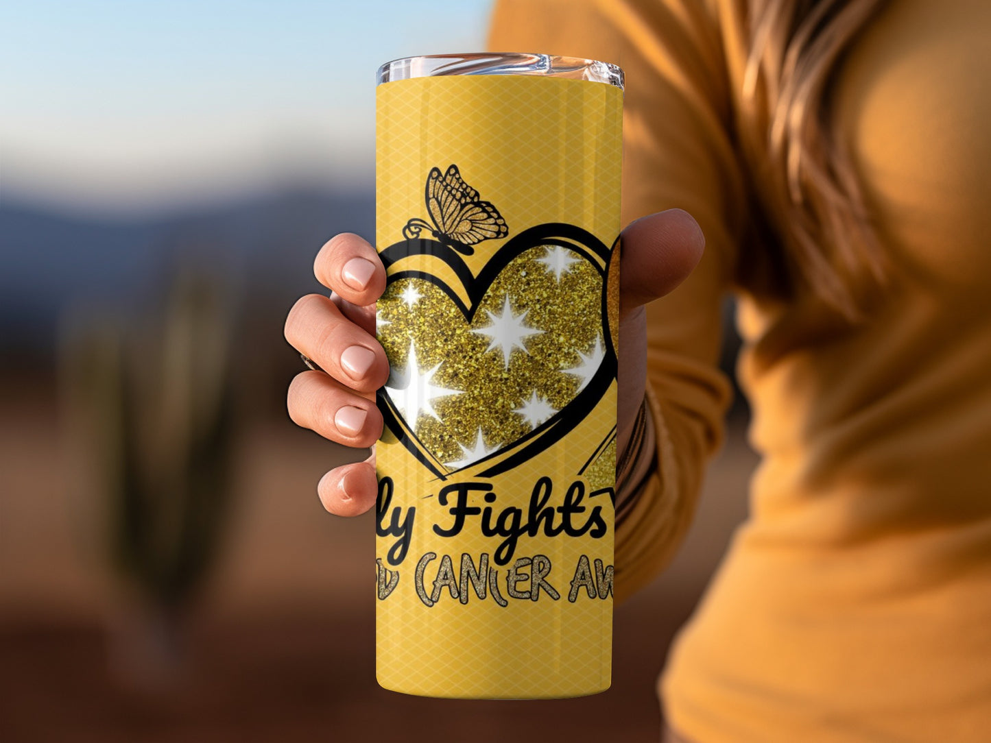 Sparkly Fights Childhood Cancer Awareness Tumbler