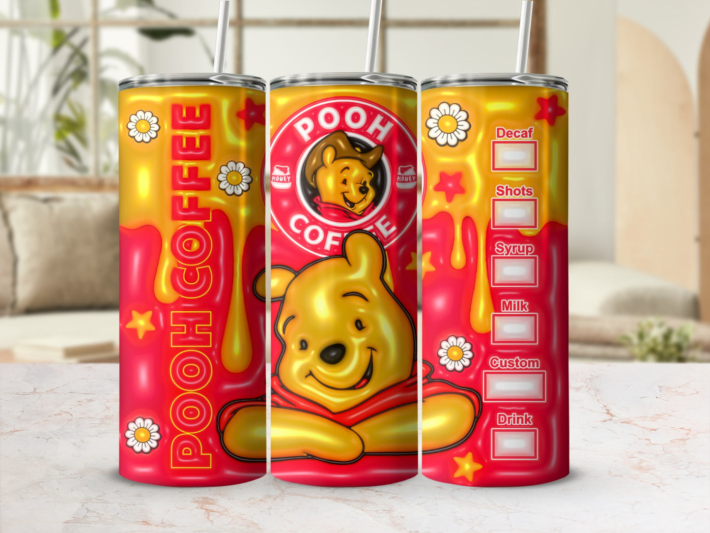 Pooh Coffee Themed Insulated Tumbler 20oz