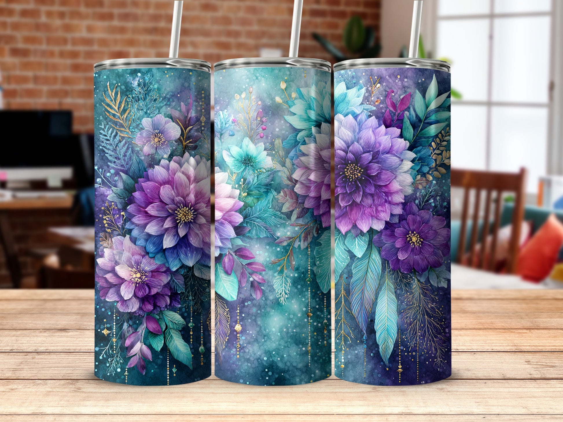 Beautiful Floral Design Insulated Tumbler
