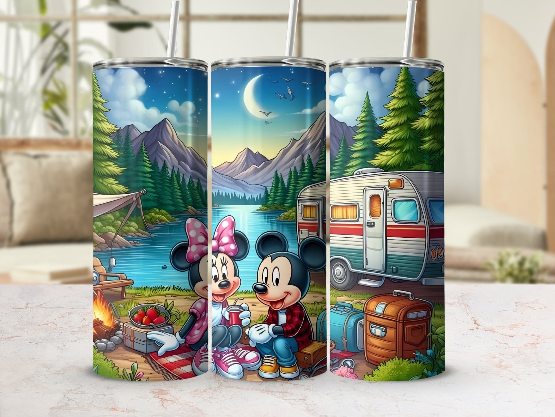 Cute Cartoon Camping Scene Skinny Tumbler product