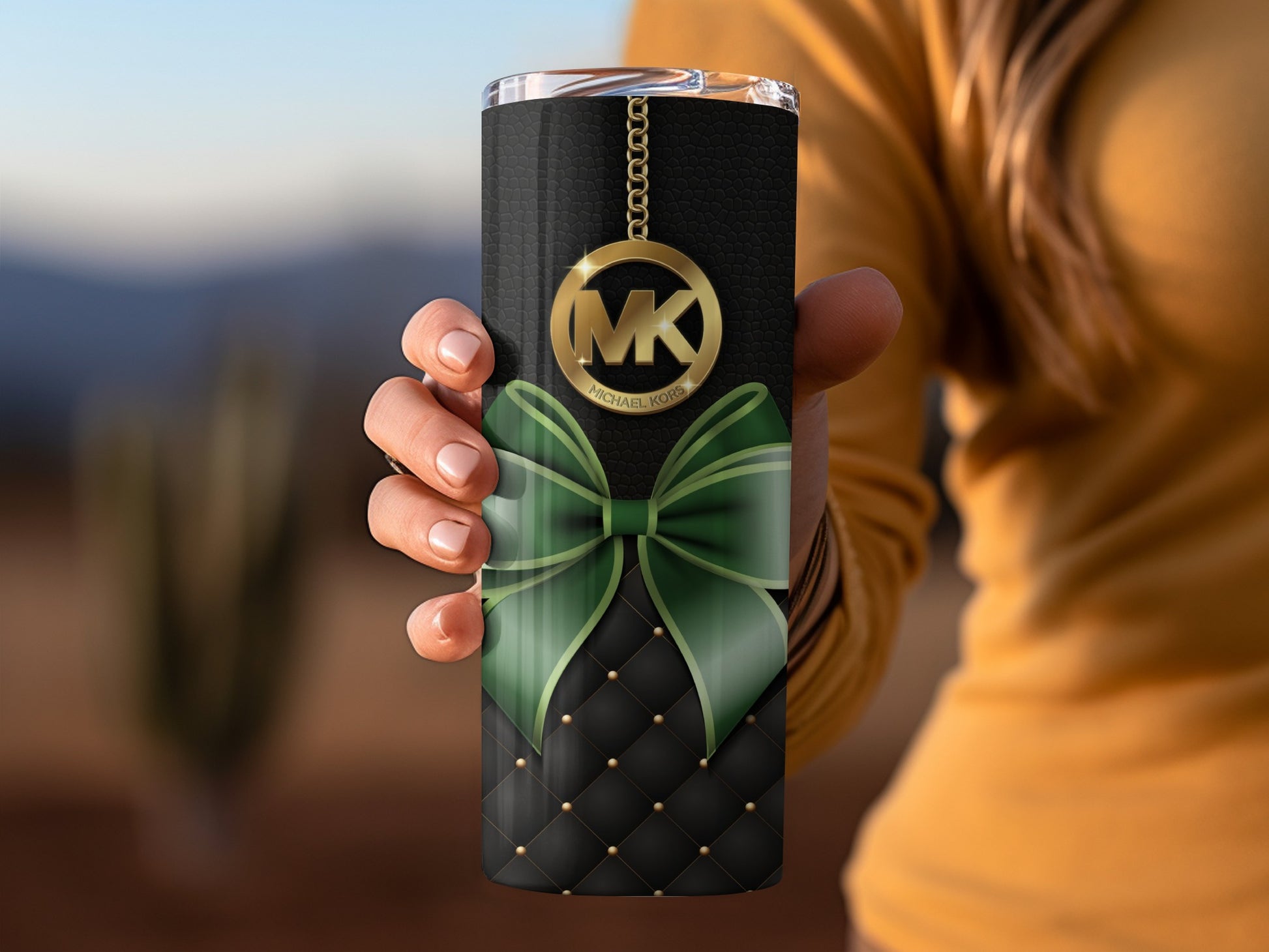 Elegant Green Bow Designer Insulated Tumbler Product