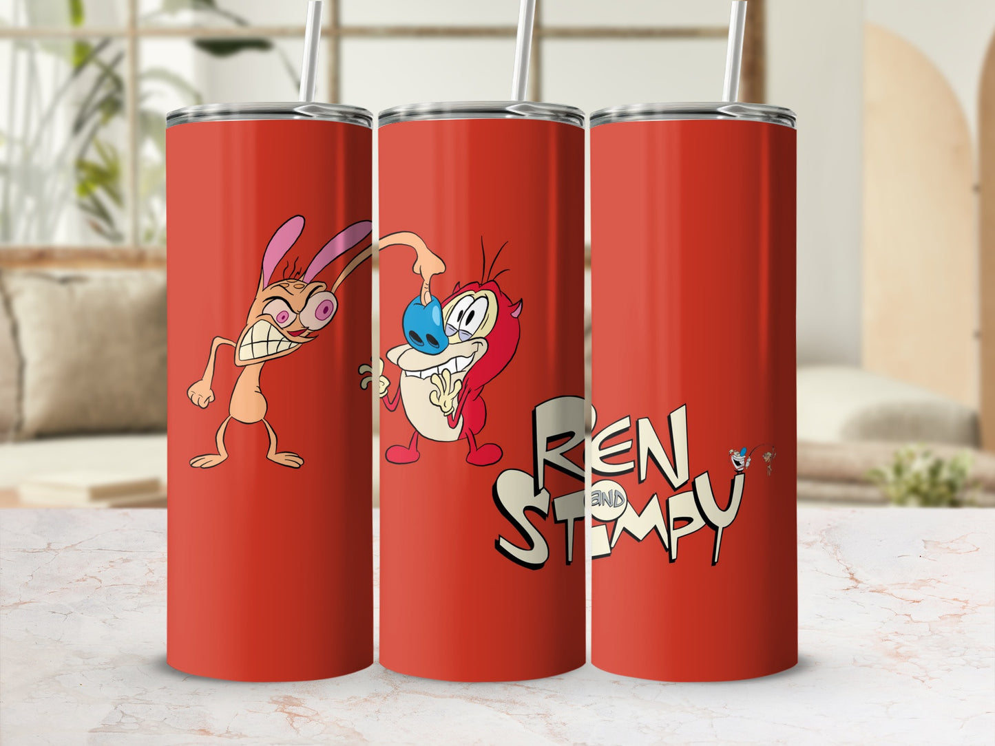 Ren and Stimpy Cartoon Characters Tumbler Cup