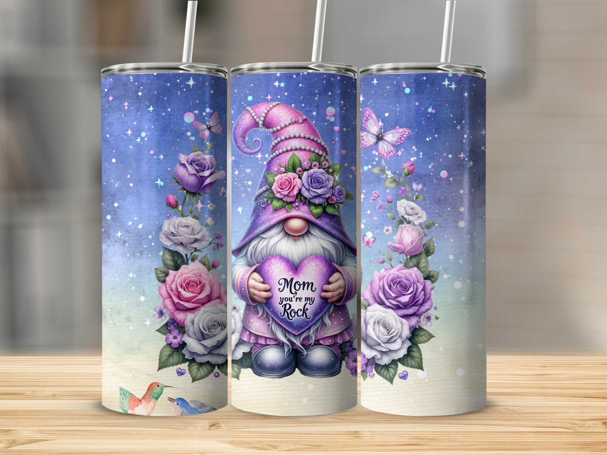 Cute Gnome and Floral Mom You're My Rock Tumbler