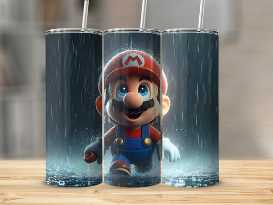 Animated Character Running in Rain Custom Tumbler