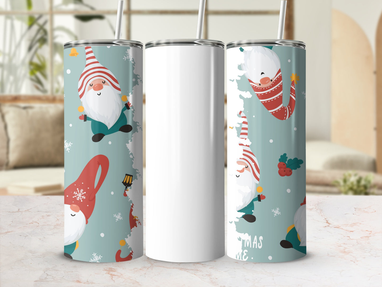 Christmas Gnomes Holiday Themed Stainless Steel Tumbler