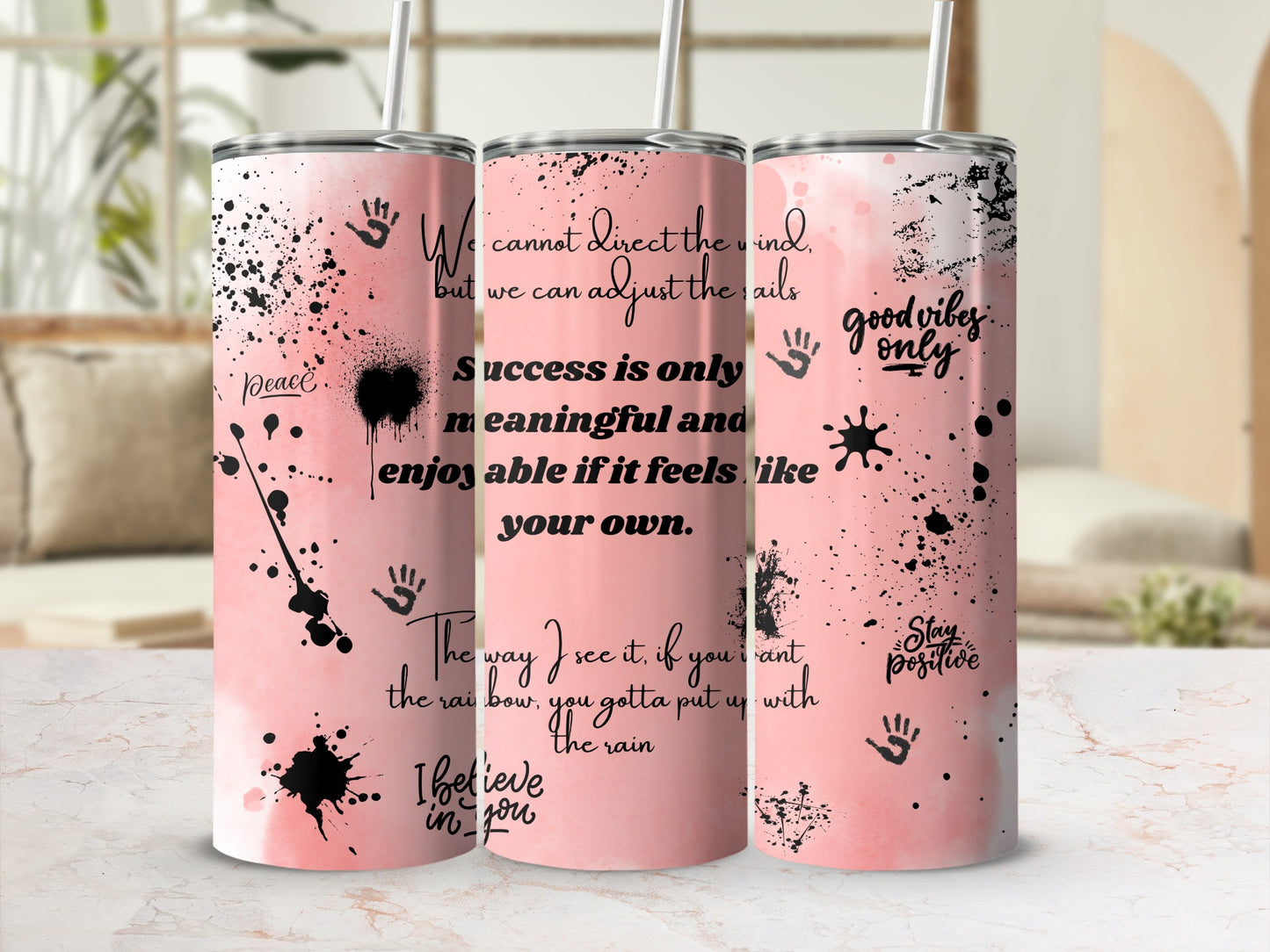 Inspirational Quotes Pink Design Drinkware