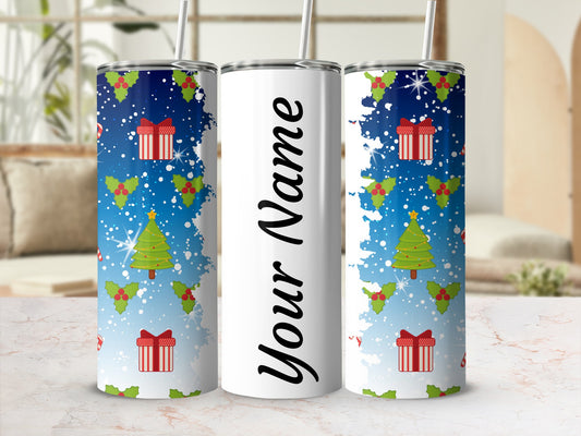 Personalized Christmas Tree and Gifts Tumbler
