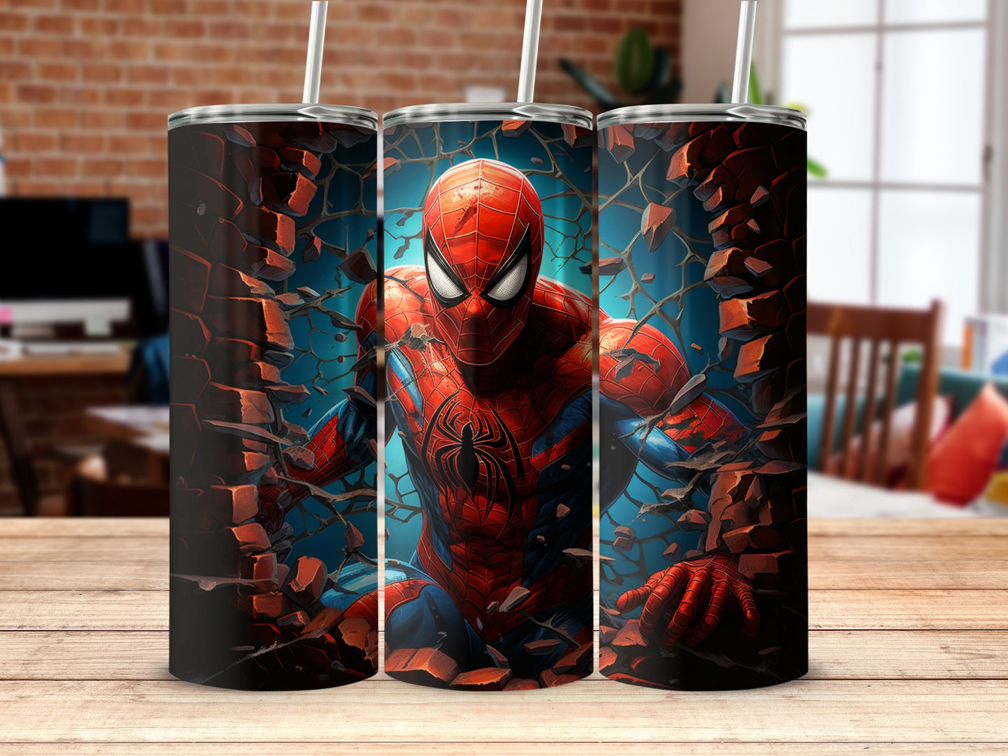 Spider-Man Breaking Through Wall Design Tumbler