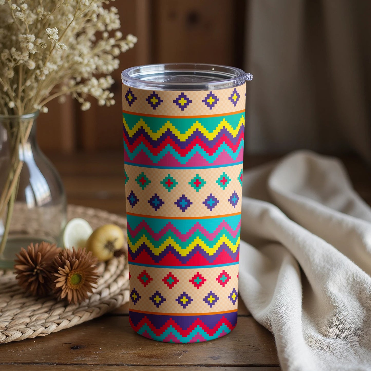 Colorful Tribal Pattern Insulated Tumbler Travel Mug