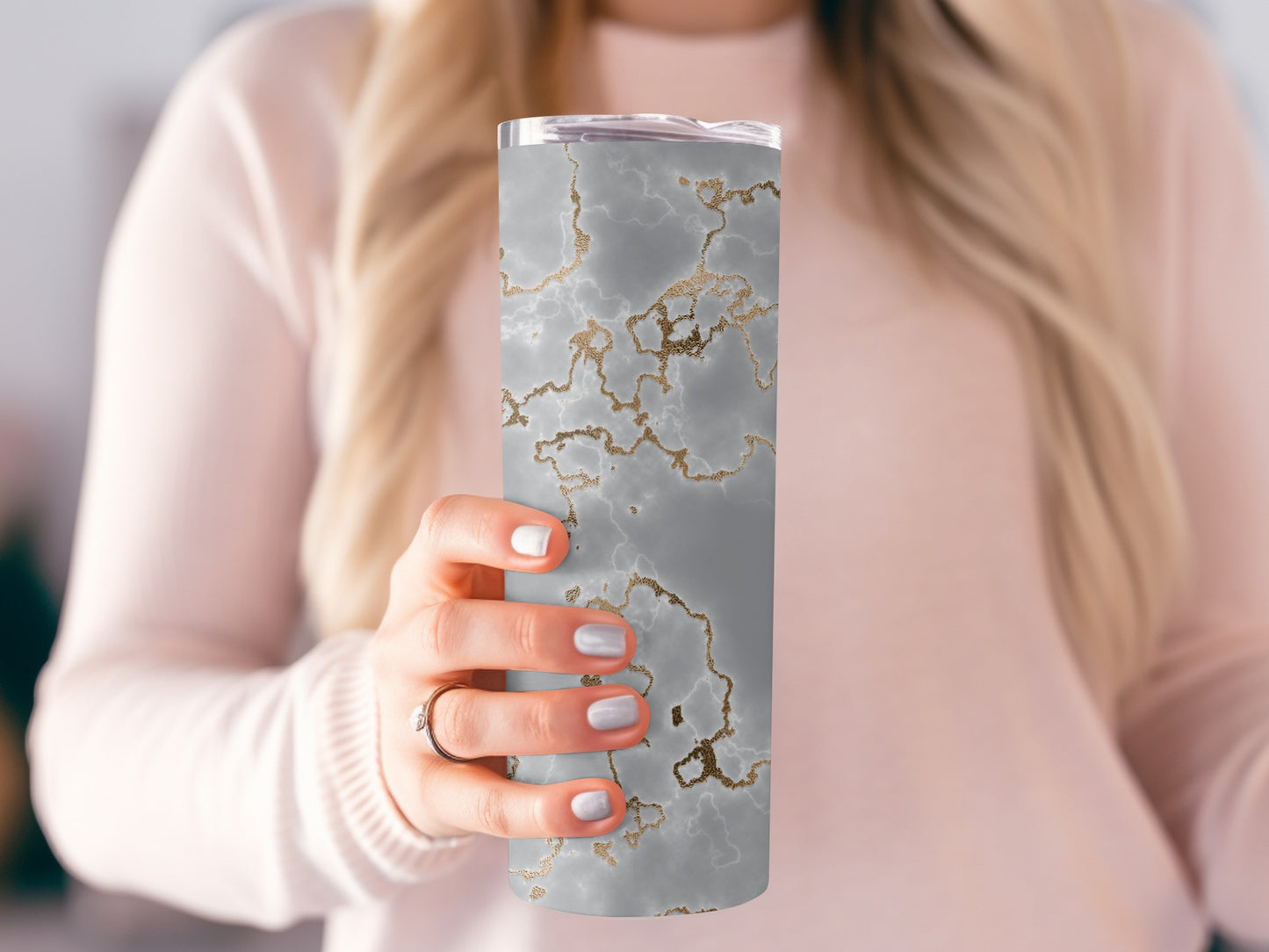 Gray Gold Veins Elegant Interior Design Pattern Tumblers