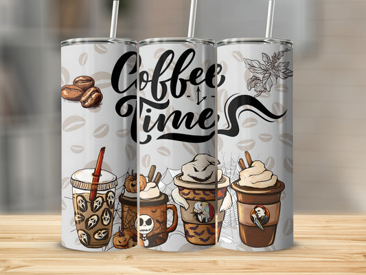 Coffee Time Halloween Theme Tumbler with Spooky Designs