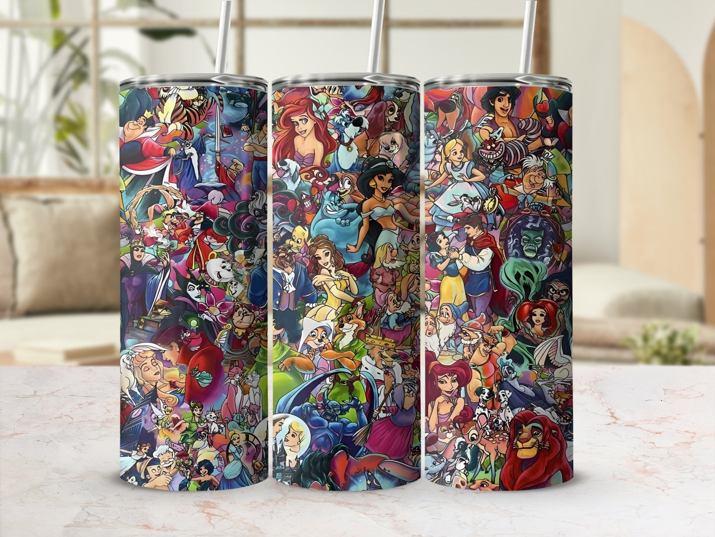 Colorful Fantasy Character Collage Tumbler Cup
