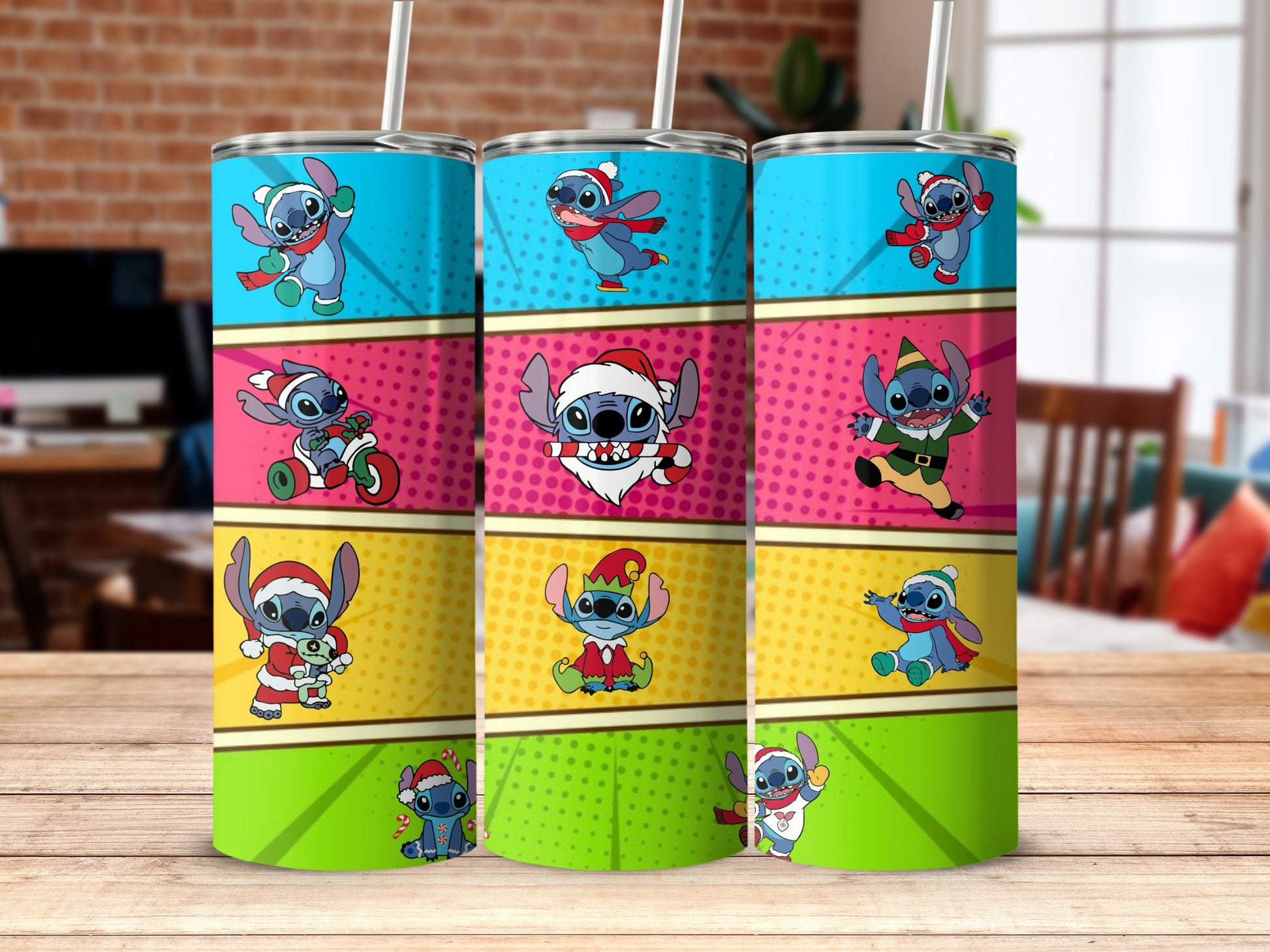 Colorful Holiday Characters Design Tumbler