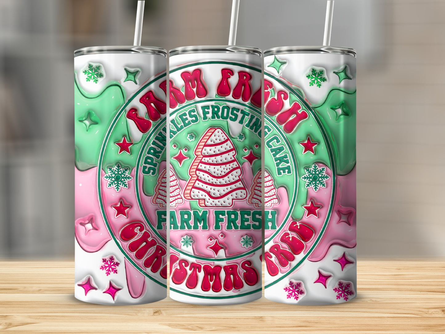 Farm Fresh Christmas Tree Sprinkles Frosting Cake Tumbler